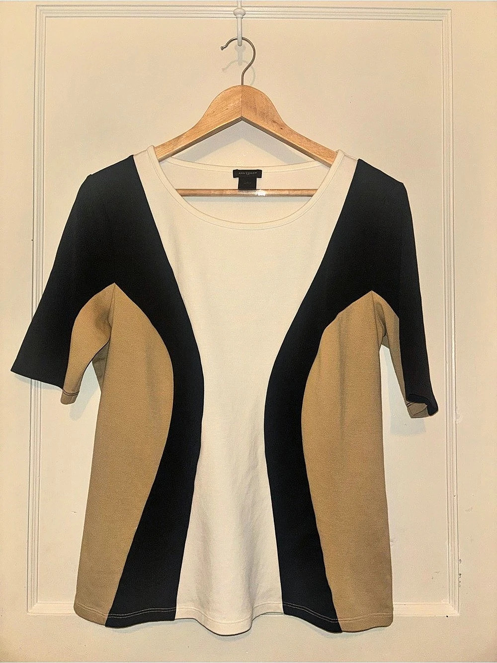 Ann Taylor Color Block Short Sleeve Top Size Large